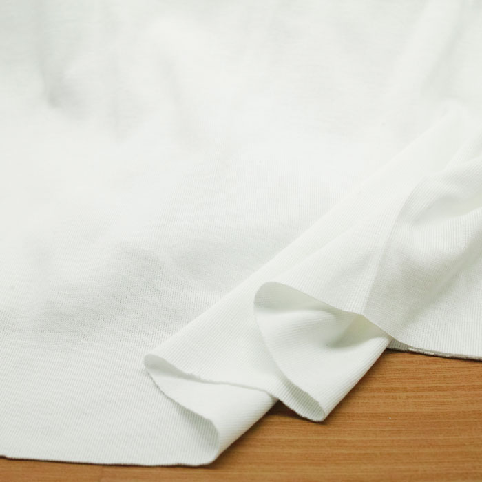 Cotton （Patterned Cloth） - ニット生地 リブニット 30/フライス 41cmW幅 オフ白 カットソー の衿 袖口につける ニット レディス メンズ 子供服 手芸 ハンドメイド クラフト 生地 布 専門店 通販 日本製 50cm単位の価格