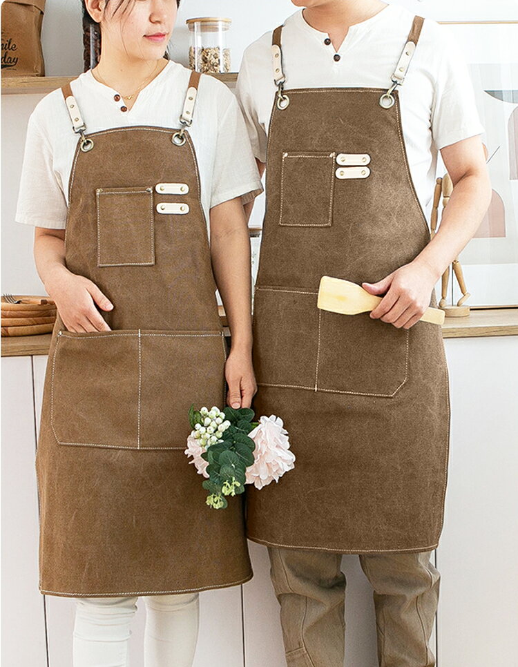 乐天商城 - エプロン キャンバス地 帆布 料理用 作業用エプロン 男女兼用 サイズフリー 丈夫 調理用 送料無料 jp0007