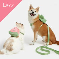 【犬用】Lサイズペットハーネスリードセットスイカ/Watermelonポシェットバッグパック