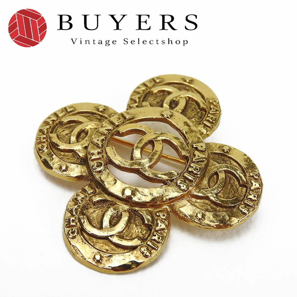 【中古】CHANEL シャネル ココマーク ブローチ アクセサリー 花 メッキ ゴールド 小物 箱 accessories brooch flower gold coco