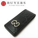 【中古】グッチ マネークリップ グッチシマ 522867 ブラック 黒 レザー 革 メンズ 男性 ビジネス gucci money clip black leather