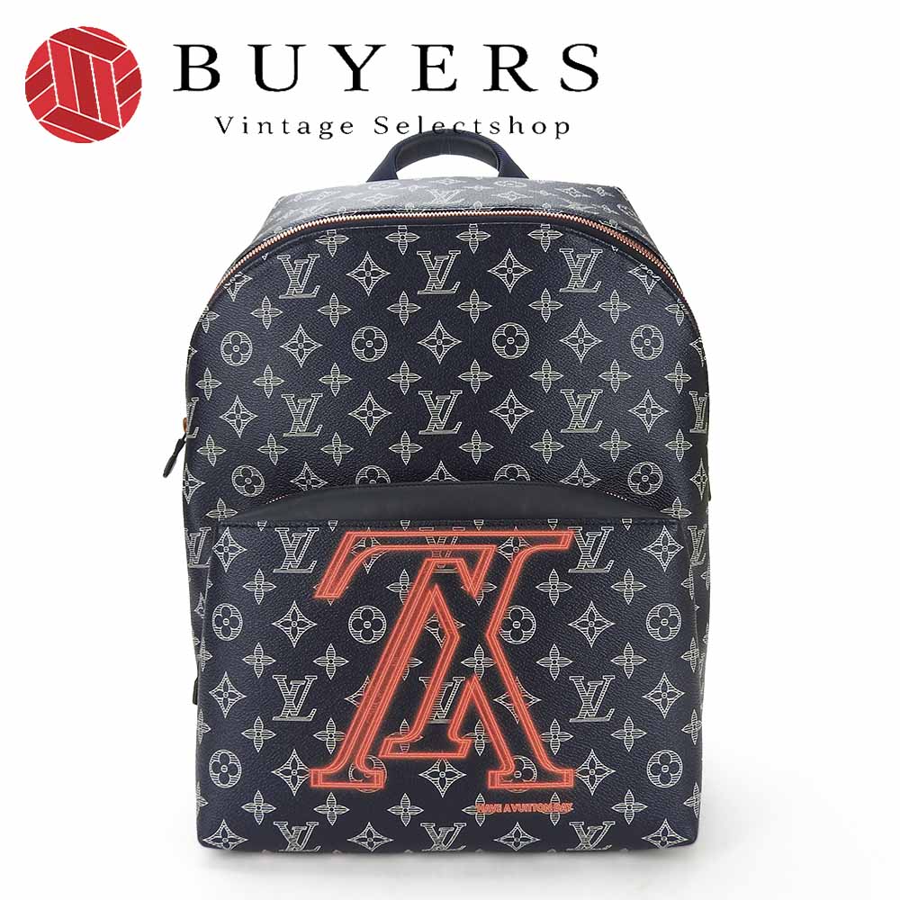 LOUIS VUITTON ルイヴィトン M43676 アポロバッグ モノグラムインク アップサイドダウン LV メンズ レザー ビトン リュックサック ネイビー ホワイト レッド 男性 Monogram Ink Apollo Backpack mens【中古】