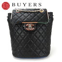 【中古】シャネル バックパック リュック マトラッセ ココマーク ラムスキン レザー 革 23番台 ブラック マルチカラー キルティング 普段使い 女性 レディ...
