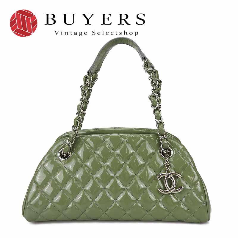 【中古】シャネル チェーンハンドバッグ マドモアゼル ココマーク グリーン CHANEL GREEN 緑色 14番台 エナメル シルバー金具 レディース 女性 Chain Hand Bag Shoulder Bag Coco