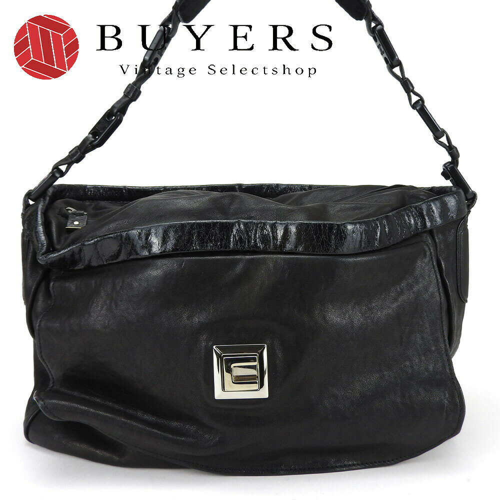【中古】 セリーヌ ショルダーバッグ レザー ハラコ スウェード ブラック シルバー金具 肩掛け レディース 女性 CELINE