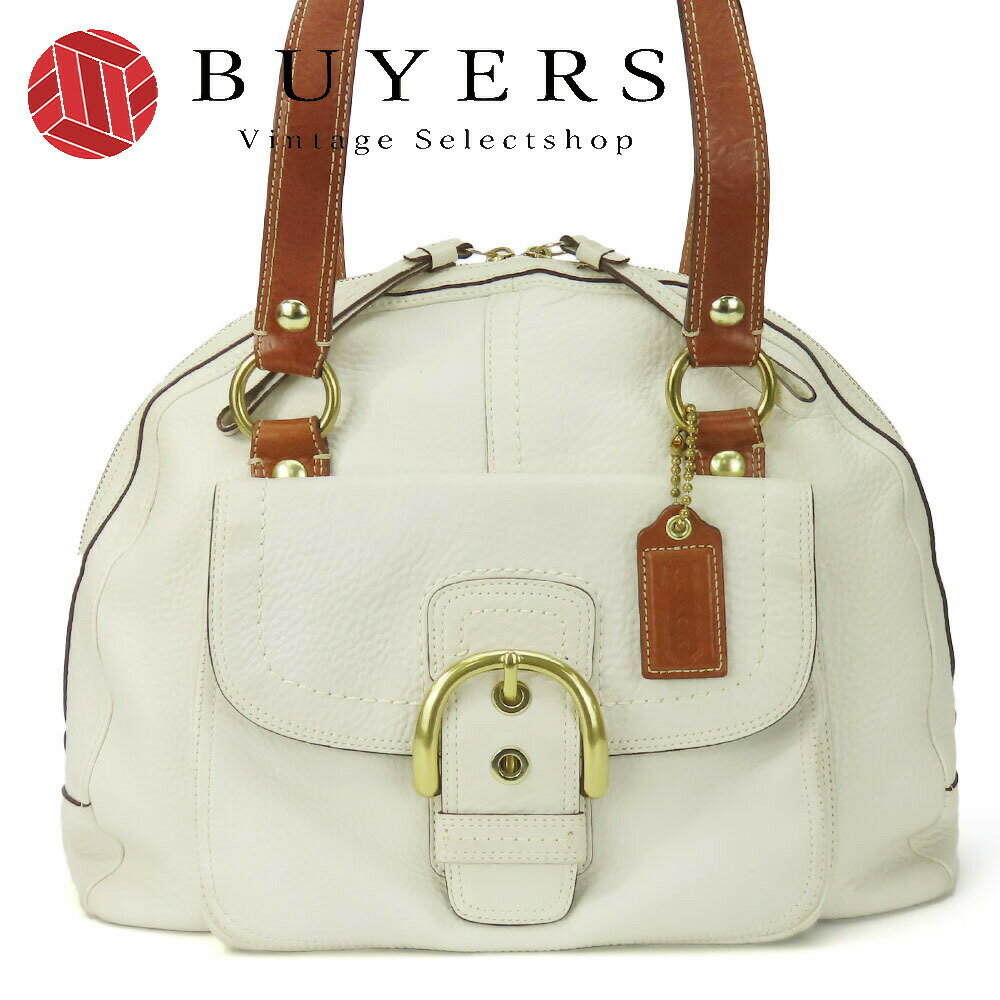 【中古】 コーチ トートバッグ 11843 レザー ホワイト ブラウン ゴールド金具 肩掛け シンプル レディース 女性 COACH