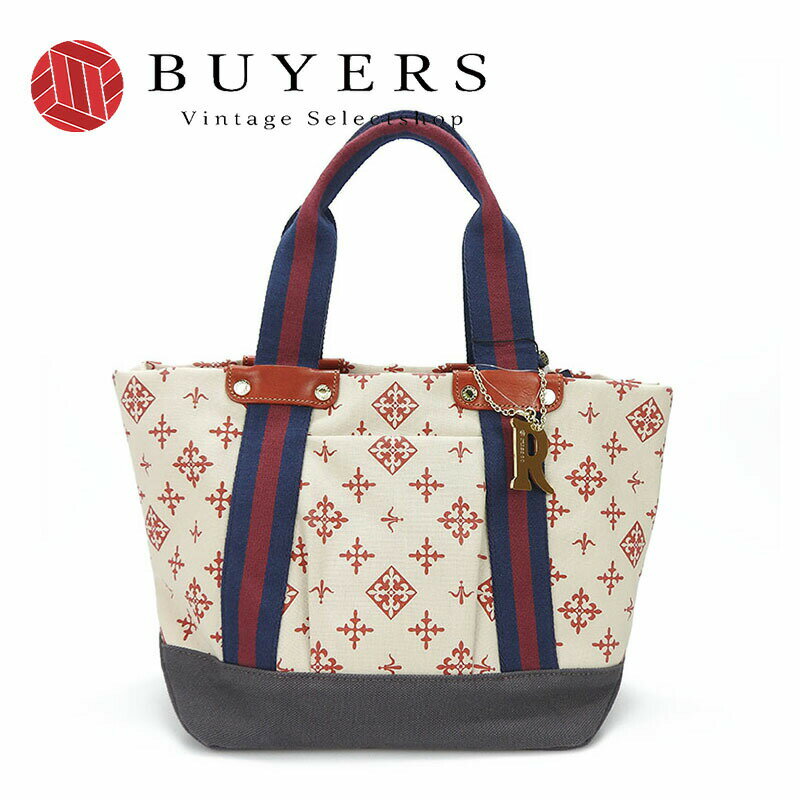 【中古】ラシット ハンドバッグ RUSSET レディース BAG レザー チャーム付き モノグラムプリント ネイビー レッド グレー 日本製 hand bag