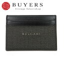 【中古】BVLGARI ブルガリ ウィークエンド 32584 カードケース グレー ブラック 黒 PVC レザー メンズ 男性 Card Case mens W...