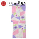 【中古】 浴衣 未使用展示品 綿 白 ピンク 藤色 椿柄 パステルカラー 可愛い 和装 呉服 和服 きもの レディース 女性