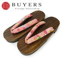 【中古】 下駄 未使用展示品 フリー ポリエステル 桐 ピンク系 マルチカラー 茶 浴衣用 古典桜 鹿の子 和装 呉服 和服 きもの レディース 女性(4)