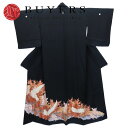 【20%OFF!!楽天スーパーSALE!!】【中古】 留袖 正絹(金銀糸除く) ブラック ゴールド レッド系 礼装 結婚式 細輪に木瓜 和装 呉服 和服 きもの レディース 女性