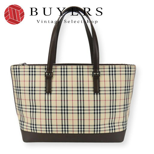 【中古】 バーバリー トートバッグ キャンバス レザー ベージュ ブラウン ノバチェック レディース 女性 BURBERRY 【中古】 バーバリー トートバッグ キャンバス レザー ベージュ ブラウン ノバチェック レディース 女性 BURBERRY