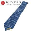【中古】 エルメス ネクタイ トヨタ限定品 シルク ブルー系 ゴールド ホワイト ビジネス 紳士 スーツ メンズ 男性 HERMES