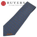 【中古】 エルメス ネクタイ トヨタ限定品 シルク ブルー系 ブラウン スーツ ビジネス アパレル メンズ 男性 HERMES(4)