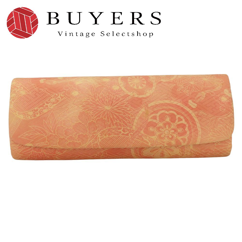 【20%OFF!!楽天スーパーSALE!!】【中古】 和装バッグ 花柄 伝統模様 ポリエステル 正絹 サーモンピンク..