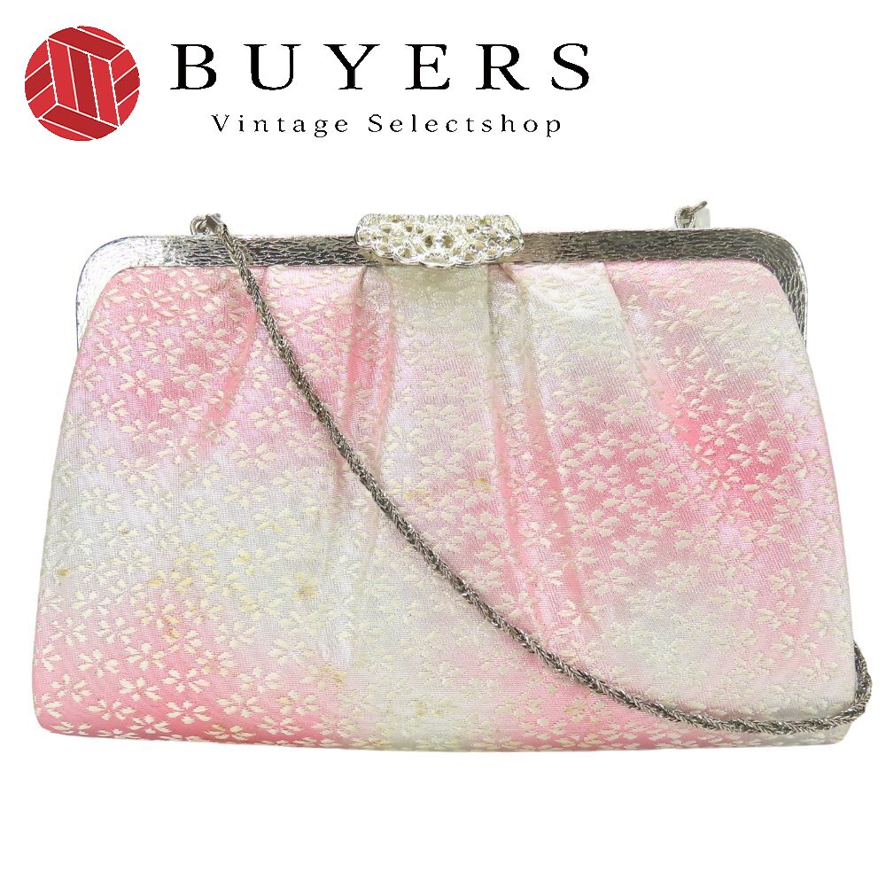 【20%OFF!!楽天スーパーSALE!!】【中古】 和装バッグ クラッチバッグ 正絹(金銀糸除く) ピンク 白銀 シ..