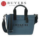 【中古】 コーチ トートバッグ カラーブロック CU299 トート20 ミニ キャンバス レザー ミッドナイトネイビー ブラック 2WAY ショルダー 斜め掛け...