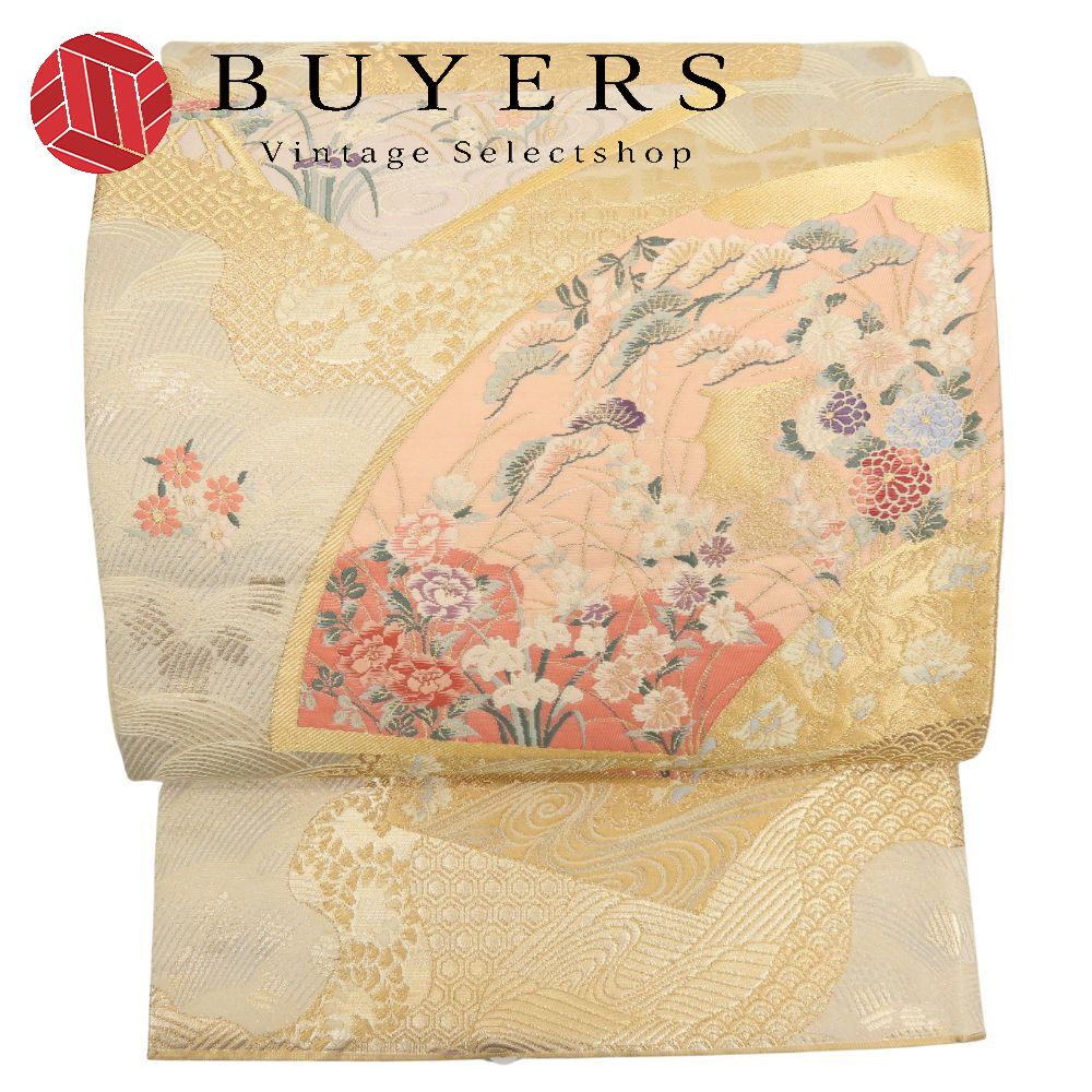 【中古】 袋帯 正絹(金銀糸除く) ベージュ フォーマル 和装 呉服 和服 きもの レディース 女性