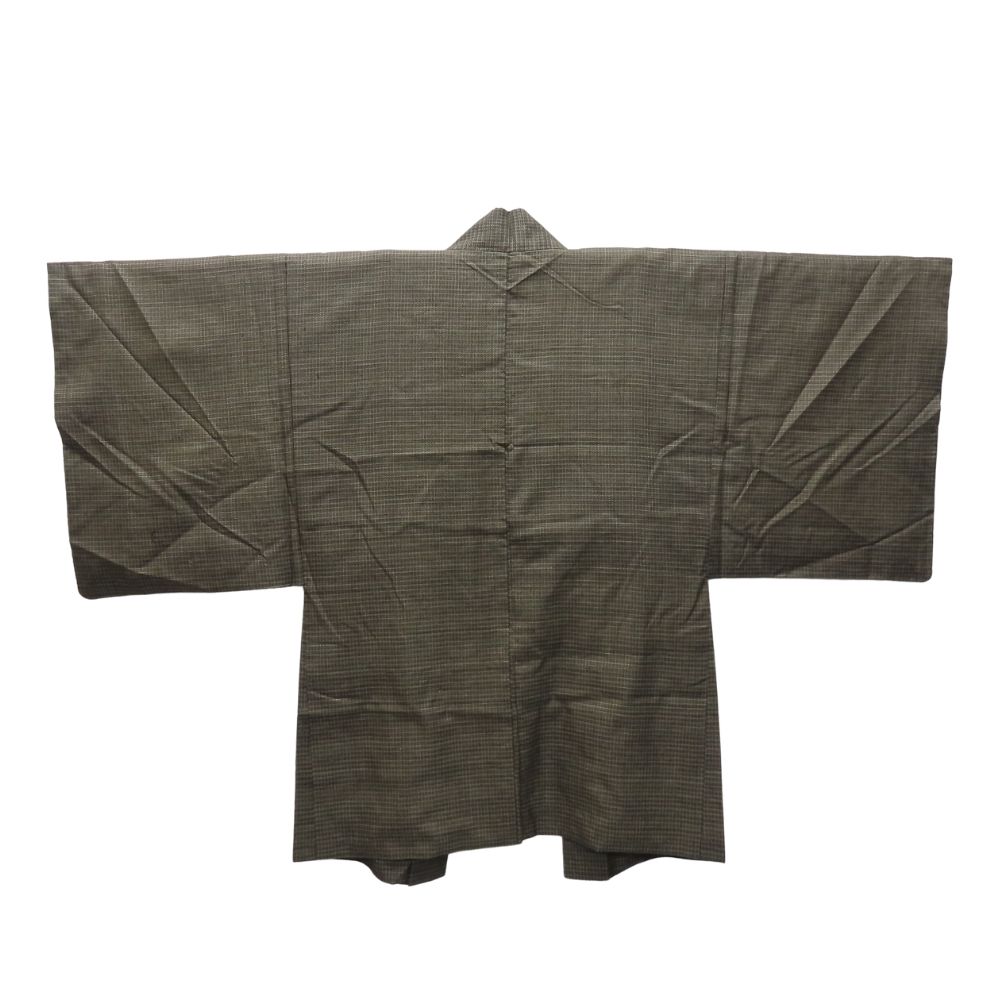 【中古】 羽織 大島紬 正絹 茶 裏地あり 風景絵札 おしゃれ 和装 呉服 和服 きもの メンズ 男性