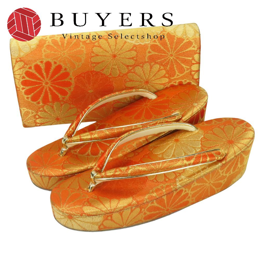 【20%OFF!!楽天スーパーSALE!!】【中古】 和装バッグ 草履バッグセット 丸菊 正絹(金銀糸除く) 合成皮..