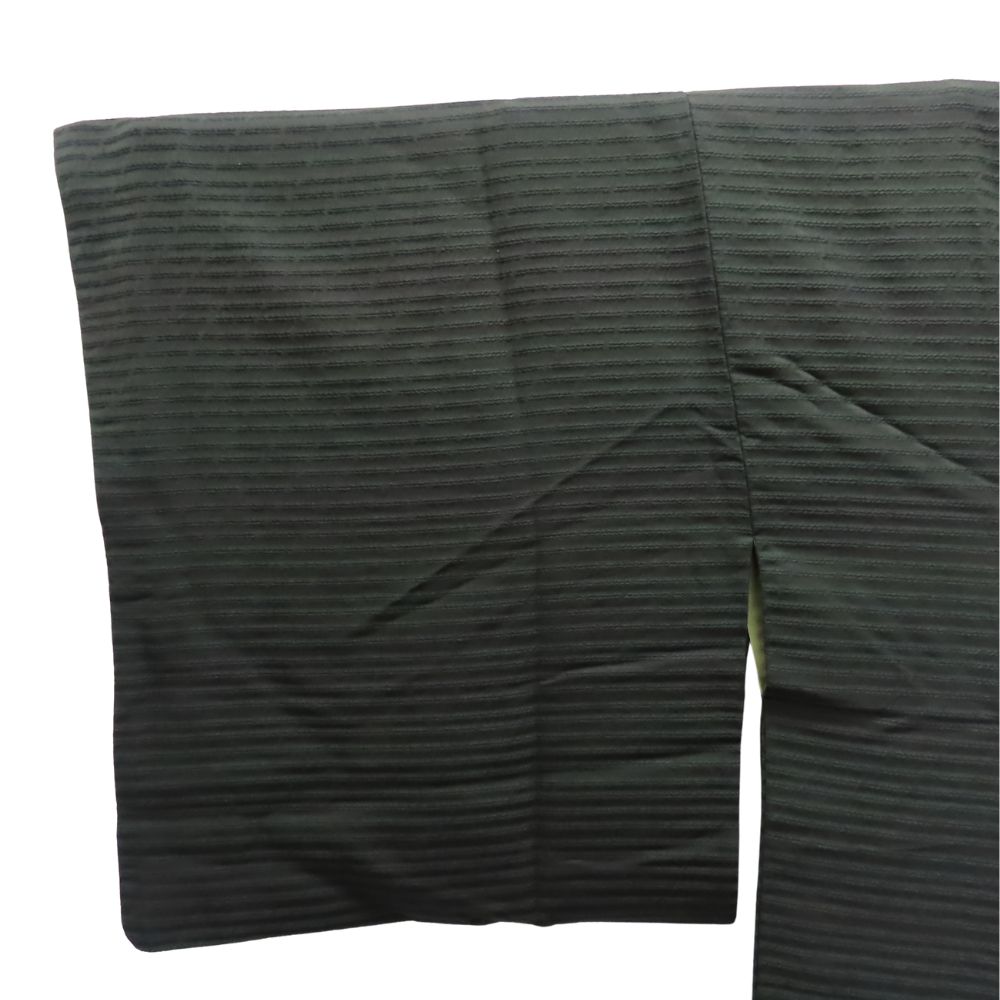 【中古】 道行・道中 道行コート 正絹 ダークグリーン モダン 縞 和装 呉服 和服 きもの レディース 女性