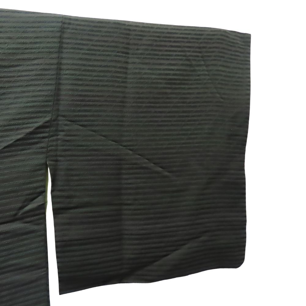 【中古】 道行・道中 道行コート 正絹 ダークグリーン モダン 縞 和装 呉服 和服 きもの レディース 女性