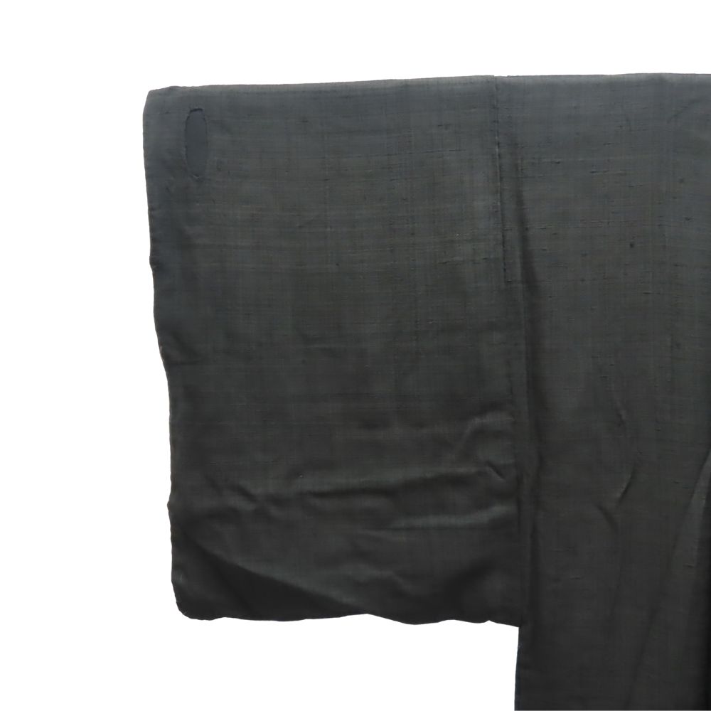 【中古】 羽織 男物 紬 正絹 黒 モダン シンプル 和装 呉服 和服 きもの メンズ 男性