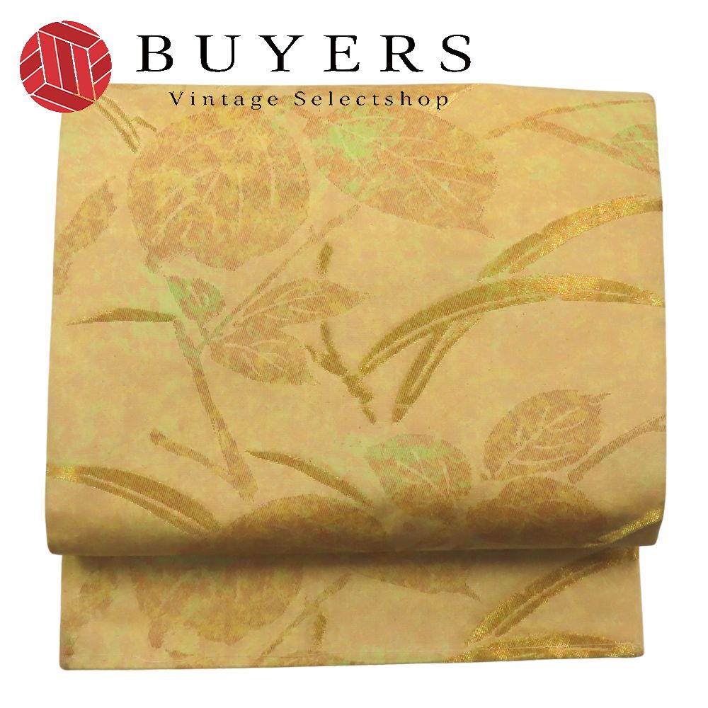 【20%OFF!!楽天スーパーSALE!!】【中古】 名古屋帯 正絹(金銀糸除く) ゴールド系 グリーン系 名古屋仕..