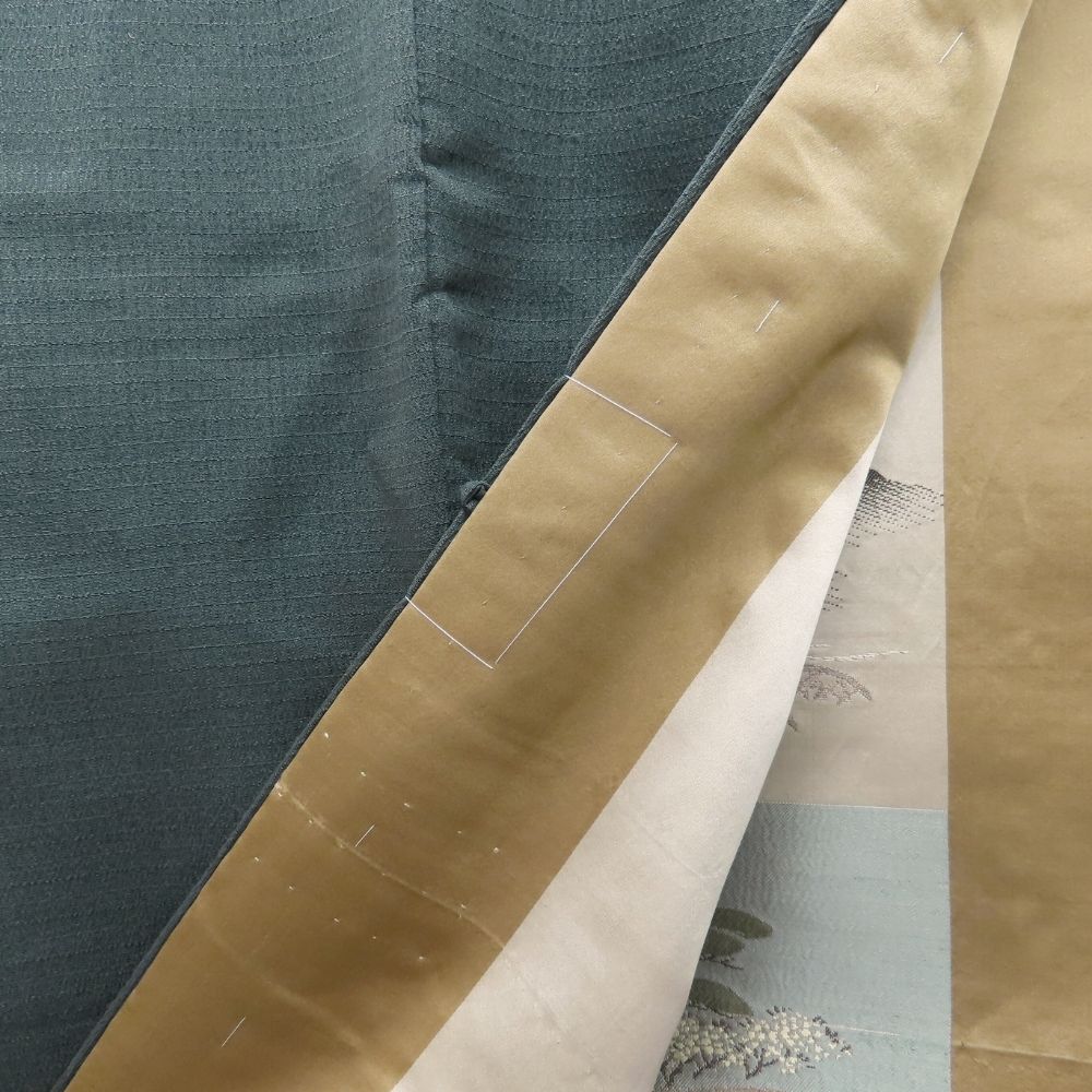 【中古】 羽織 正絹 カーキ しつけ糸あり 和装 呉服 和服 きもの メンズ 男性