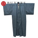 【中古】 男着物 紬 正絹 ブルーグレー グレー 和装 呉服 和服 きもの メンズ 男性