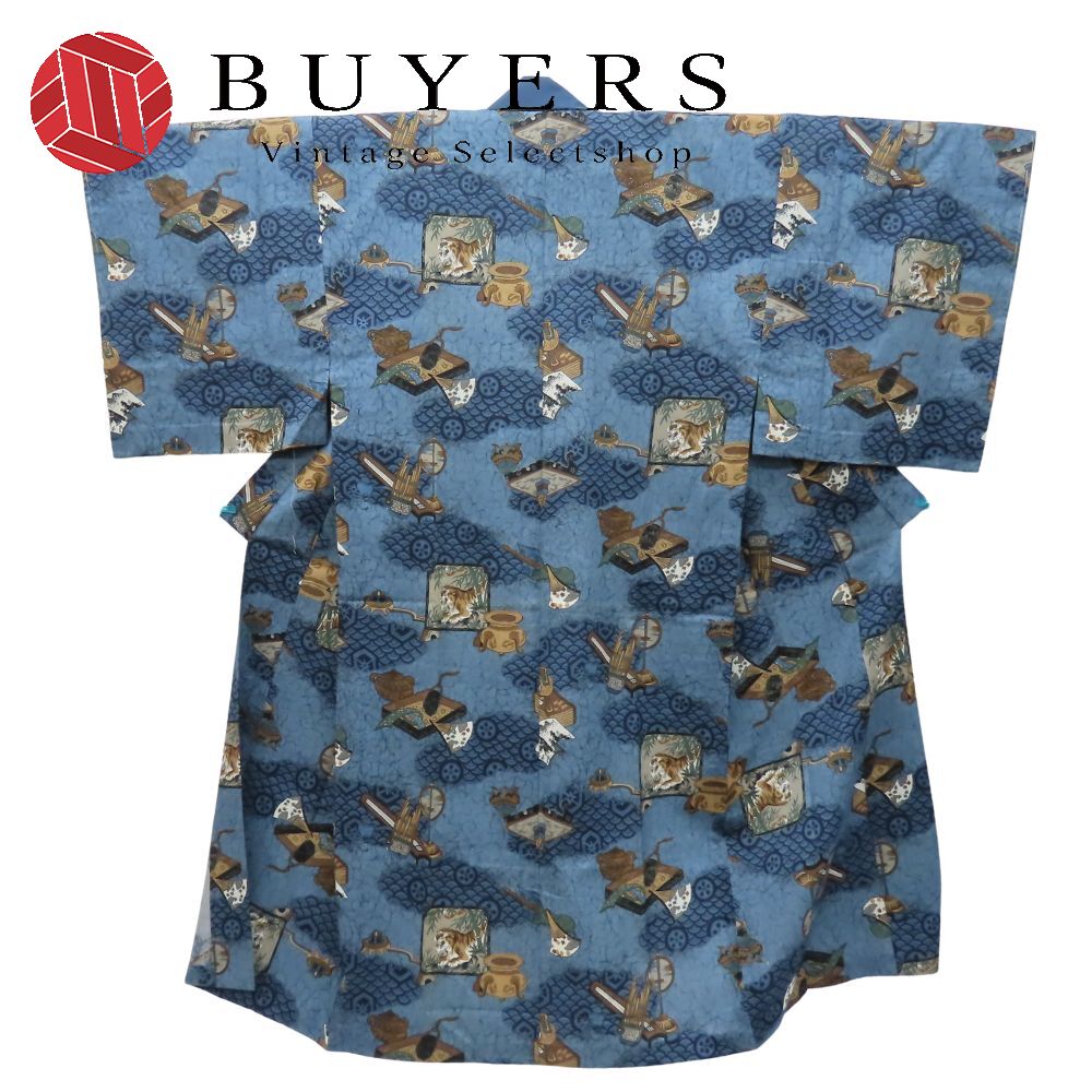 【中古】 襦袢 綿 ブルー 仕付け糸あり 和装 呉服 和服 きもの メンズ 男性