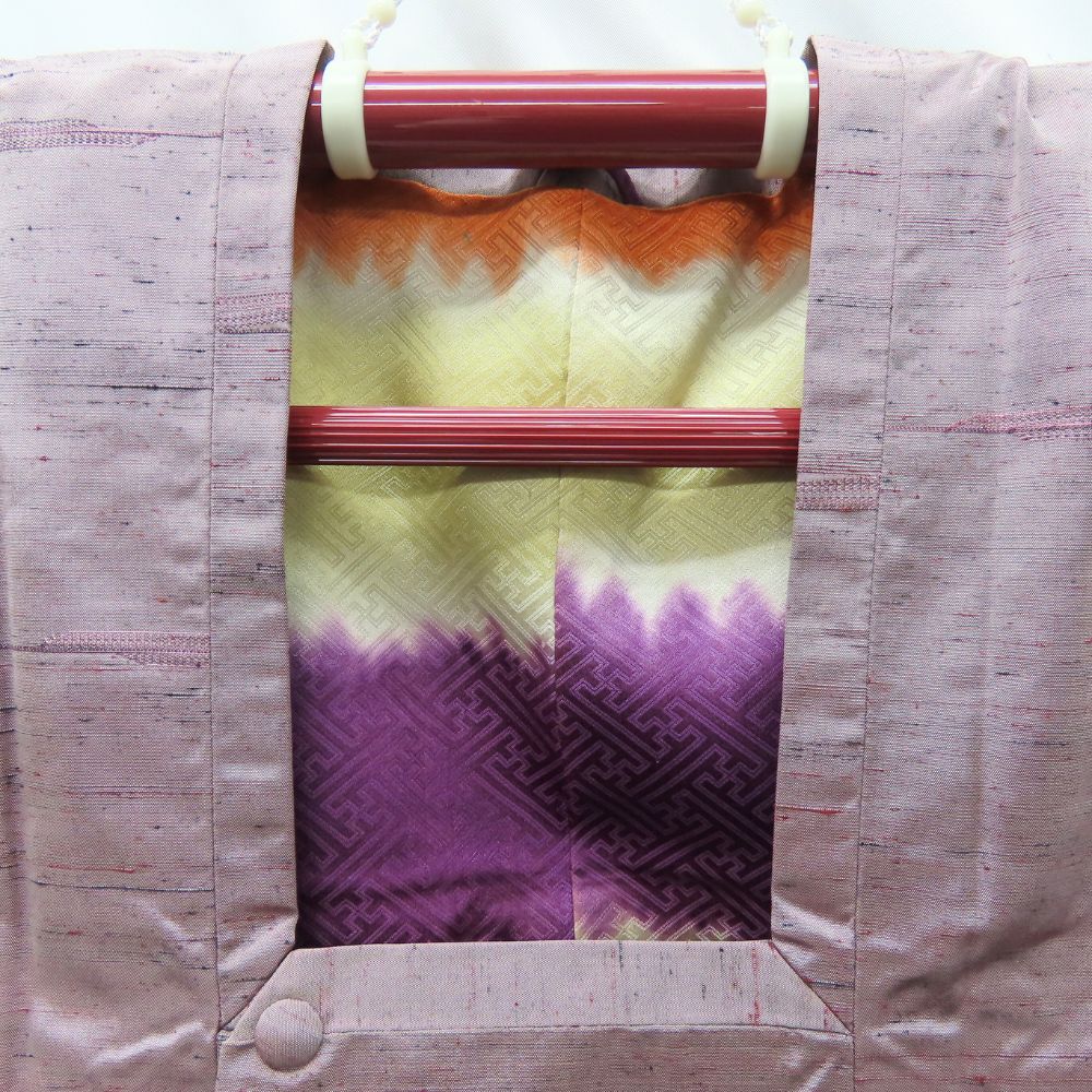 【中古】 道行・道中 道行コート 正絹 くすみ藤 パープル系 モダン おしゃれ 和装 呉服 和服 きもの レディース 女性