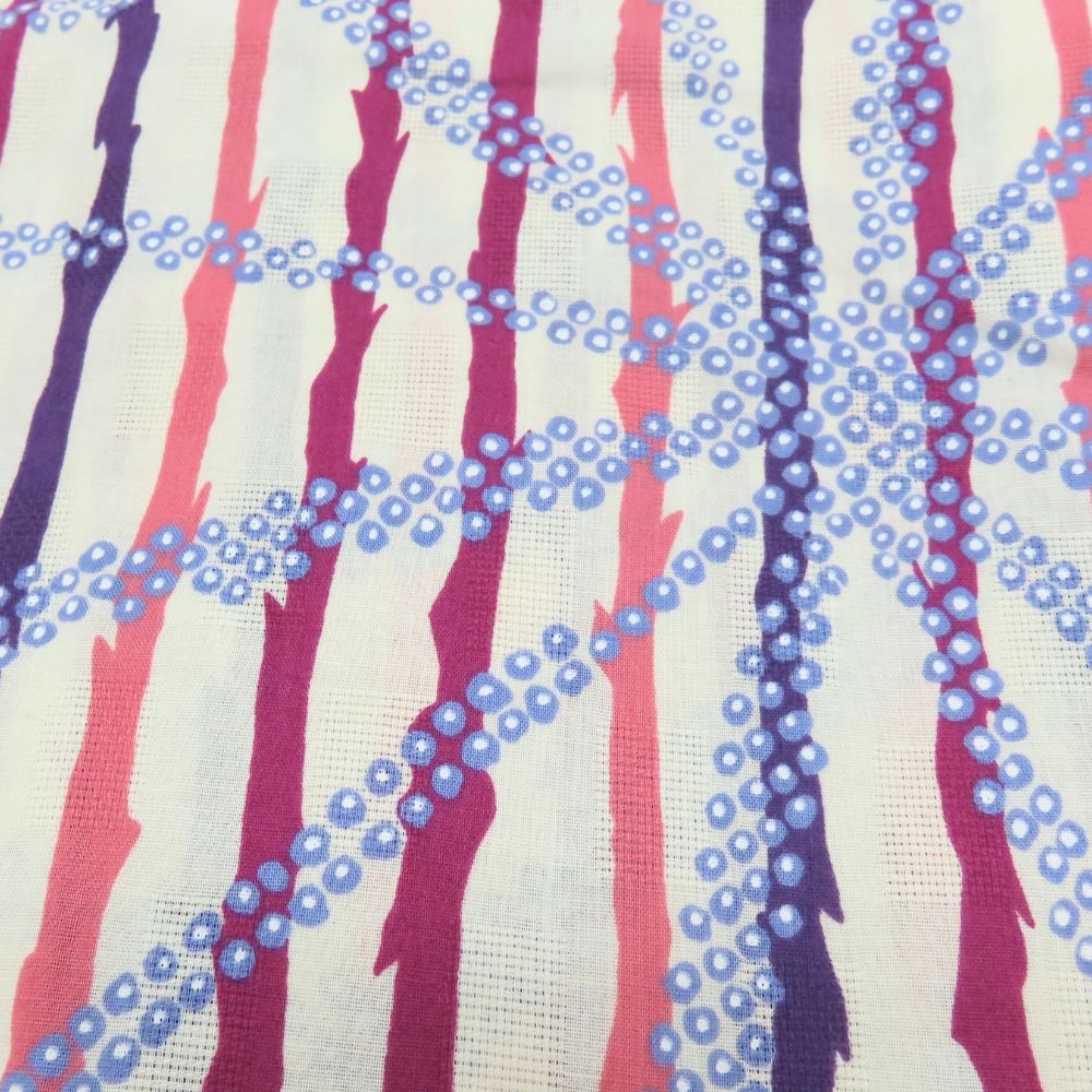 【中古】 浴衣 5点セット 一式 綿 ポリエステル アイボリー ピンク系 帯締め 肌着 小物 和装 呉服 和服 きもの レディース 女性