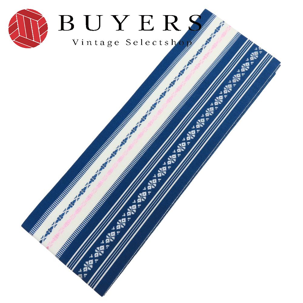 【20%OFF!!楽天スーパーSALE!!】【中古】未使用展示品 着付け小物 伊達締め 正絹 藍色 ホワイト 本場筑..