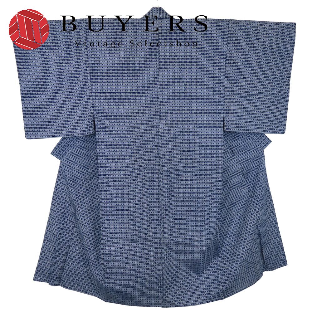 【中古】 浴衣 綿 紺 白 幾何学模様 モダン お洒落 和装 呉服 和服 きもの メンズ 男性
