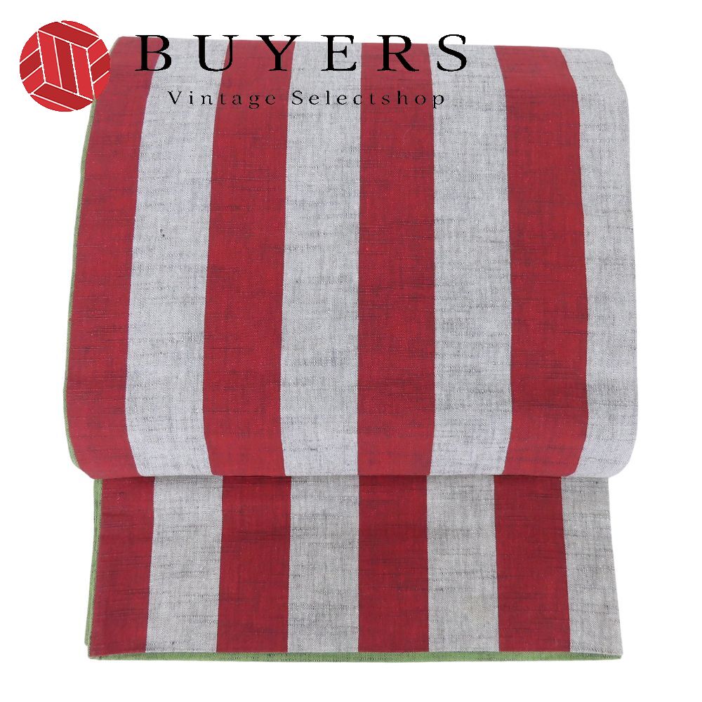 【20%OFF!!楽天スーパーSALE!!】【中古】 名古屋帯 京袋 九寸 正絹(金銀糸除く) えんじ レッド系 グレ..