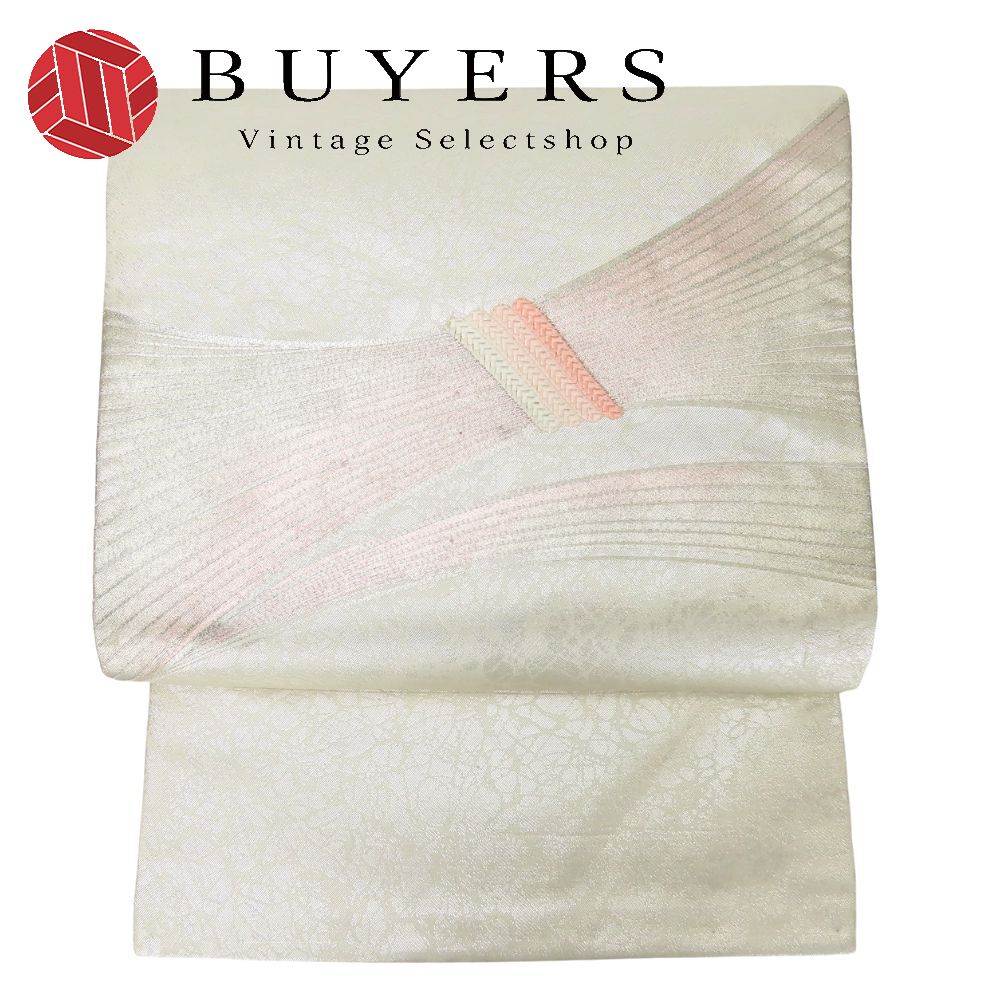 【20%OFF!!楽天スーパーSALE!!】【中古】 名古屋帯 九寸 正絹(金銀糸除く) シルバー ホワイト系 ピンク..