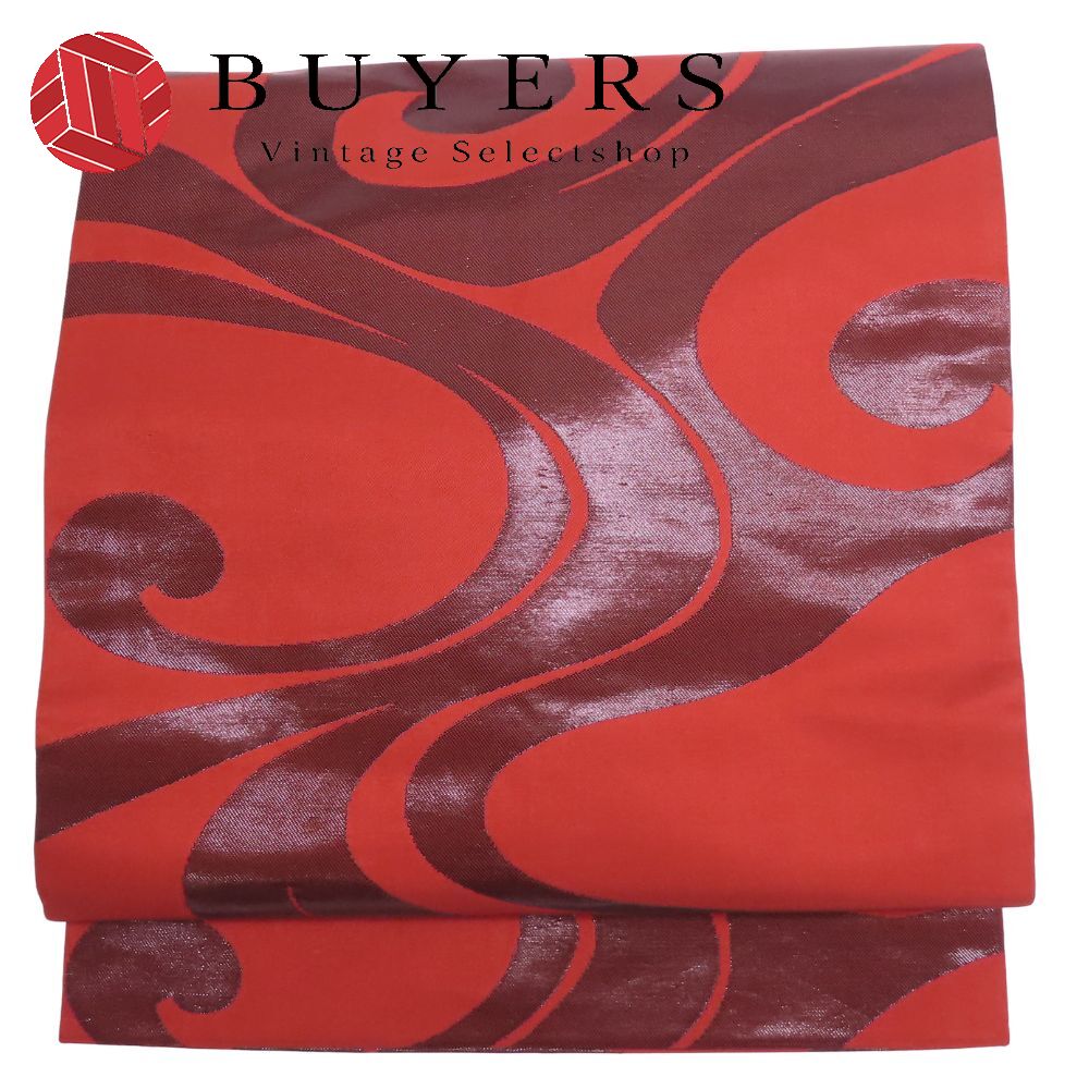 【20%OFF!!楽天スーパーSALE!!】【中古】 名古屋帯 正絹(金銀糸除く) レッド ワンレッド 名古屋仕立て ..