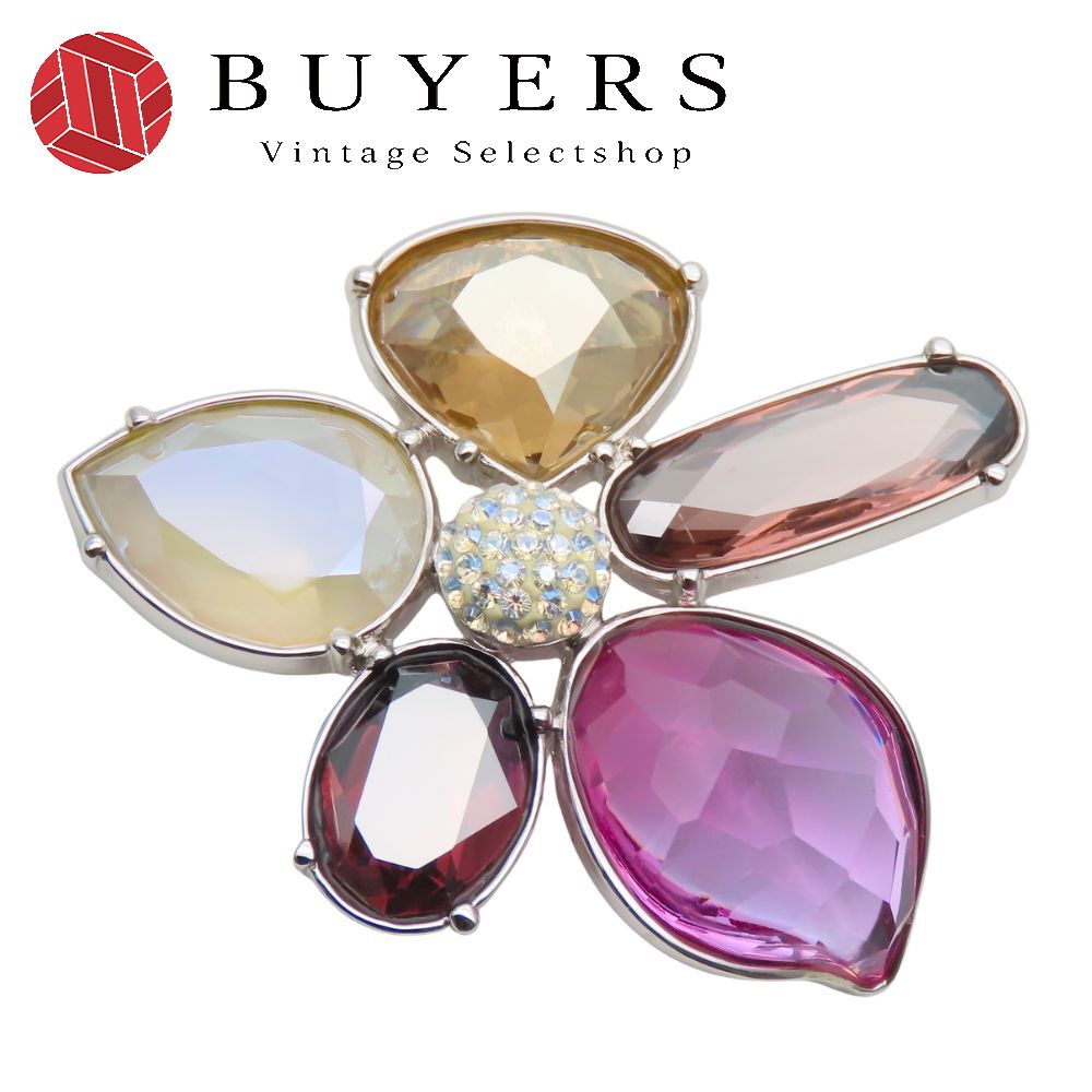 【中古】 スワロフスキー ペンダントトップ フラワーモチーフ クリスタル ラインストーン メタル マルチカラー シルバー アクセサリー レディース 女性 SWAROVSKI