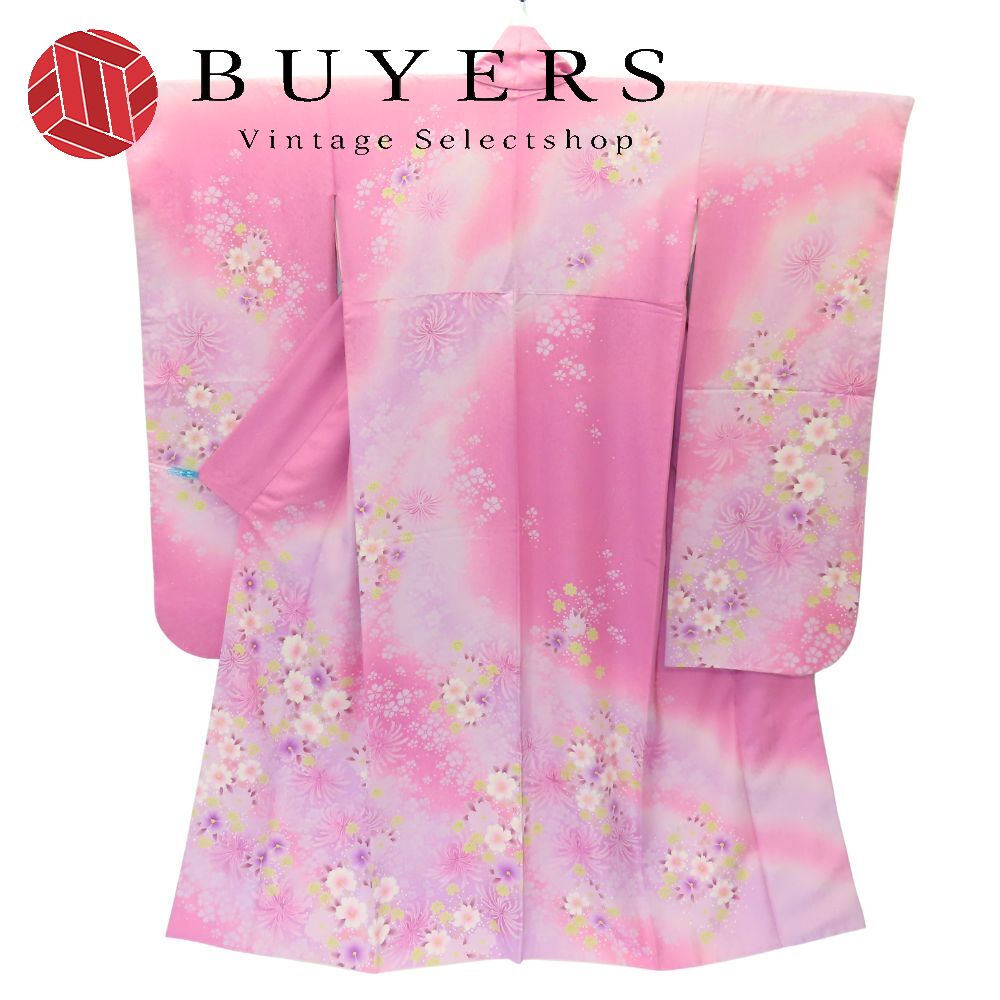 【中古】 振袖 正絹(金銀糸除く) ピンク 藤色 成人式 和装 呉服 和服 きもの レディース 女性