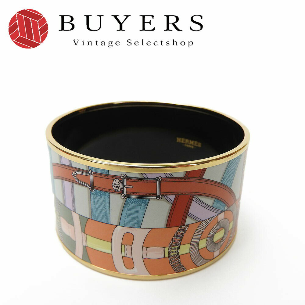 【中古】エルメス バングル エマイユ ベルト柄 アクセサリー柄 七宝焼き ゴールド メッキ アクセサリー 小物 ブレスレット レディース 女性 HERMES bangle Accessoriesのサムネイル