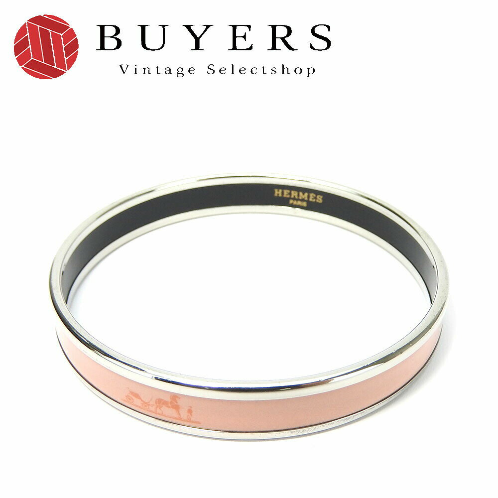 【中古】エルメス エマイユ カレーシュ バングル ブレスレット アクセサリー 小物 七宝焼き シルバー ピンク メッキ レディース 女性 HERMES bangle accessoriesのサムネイル