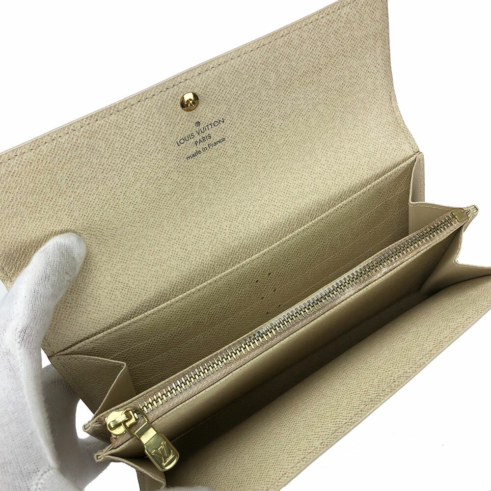 【中古】 ルイヴィトン 二つ折り 長財布 ポルトフォイユ・サラ N61735 ダミエ・アズール レザー 市松模様 普段使い 小物 女性 レディース LOUIS VUITTON LV long wallet Damier Azur pvc