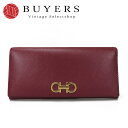 【中古】Salvatore Ferragamo サルヴァトーレ・フェラガモ 二つ折り長財布 KI-22B857 パープル ゴールド金具 leather long wallet