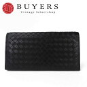 【中古】BOTTEGA VENETA ボッテガヴェネタ イントレチャート 二つ折り長財布 レザー 編み込み ブラック 黒 小物 ユニセックス メンズ レディース 女性 男性 Long Wallet Intrecciato Leather Black