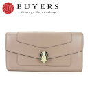 yÁzuK ܂蒷z BVLGARI 281298 ZyeB OEHbg sNx[Wn U[  fB[X  long wallet beige leather