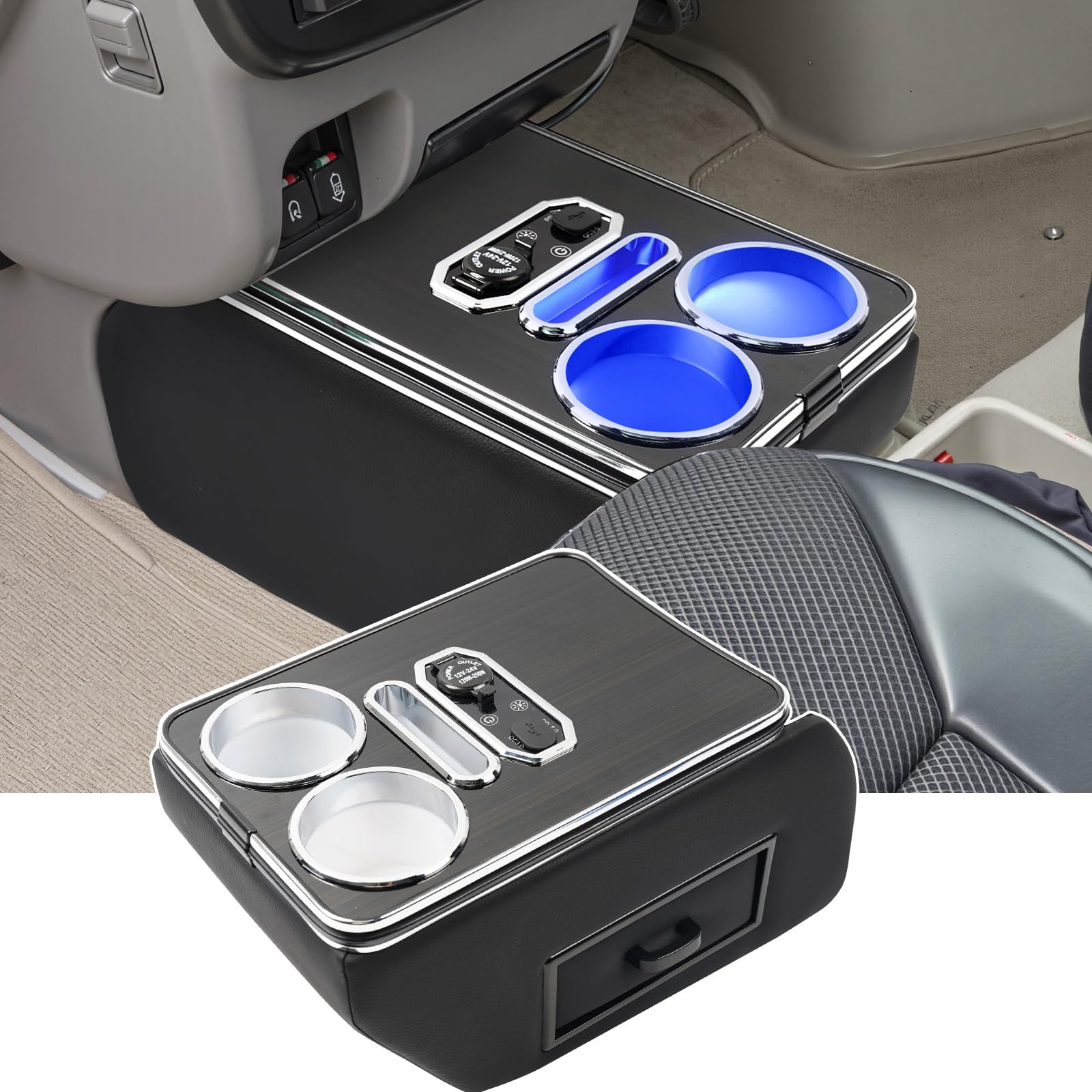 コンソールボックス エブリイバン DA17V 専用設計 スマートセンターコンソール 内装パーツ ドリンクホルダー 7色変換 Type-C QC3.0 USBポート付き 小物収納 大容量 車用アクセサリー 【意匠出願中】