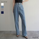 ワイドストレートリサイクルデニム Rashik レディース ファッション ボトム ボトムス デニム ジーンズ ウエスト調節 ストレート ワイド オールシーズン ...