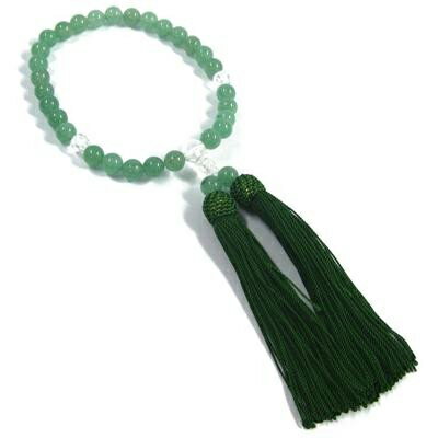 天然石アベンチュリンお数珠 (念珠 女性用 葬式 通夜 法事 ブラックフォーマル グリーン 緑） Rosary
