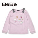 【半額】BeBe 【お揃い】Cafeプリント 肩リボン トレーナー (90~150cm) 子供服 子ども服 女の子 キッズ ギフト ブランド プレゼント トップ...